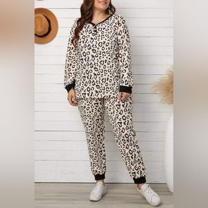 NEW WITH TAGS PLUS size 2 pc. Leopard loungewear/pj set